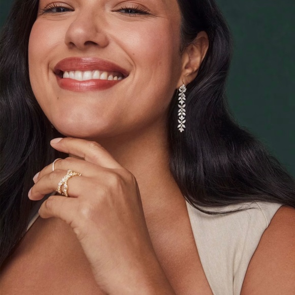 Kendra Scott Rosalie Gold Double Band Ring in White CZ; SIZE 6 - Picture 2 of 6